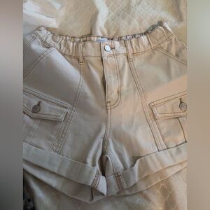 Beige High-Waisted Shorts